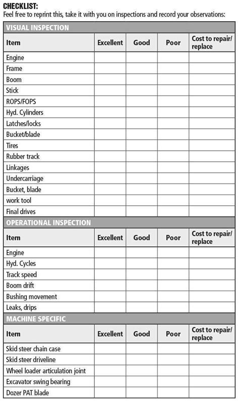 free printable machine inspection form